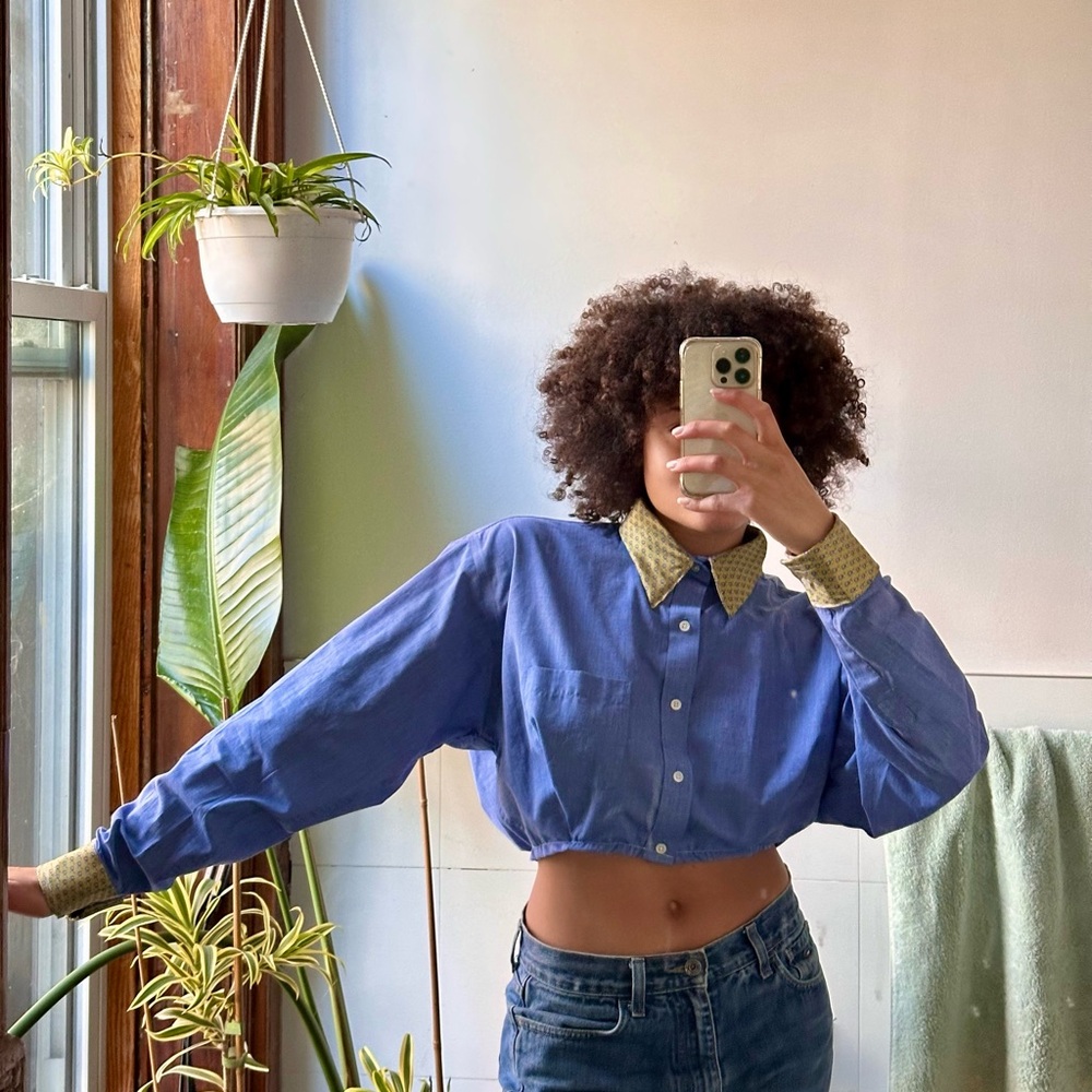 Upcycled Shirt with vintage tie fabric